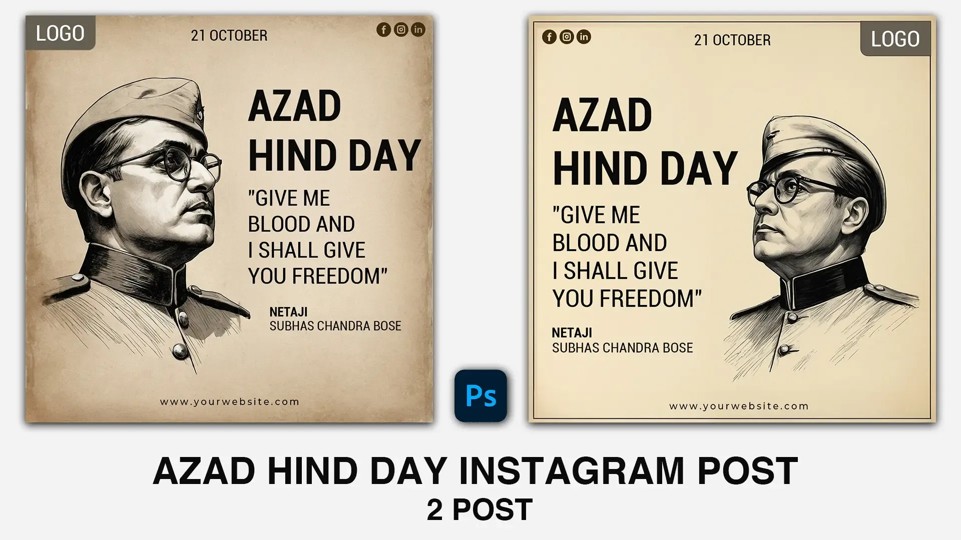 Historic Art Tribute to Netaji on Azad Hind Day Instagram Post image